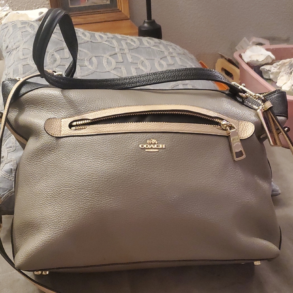 Coach Two-Tone Leather Shoulder Bag